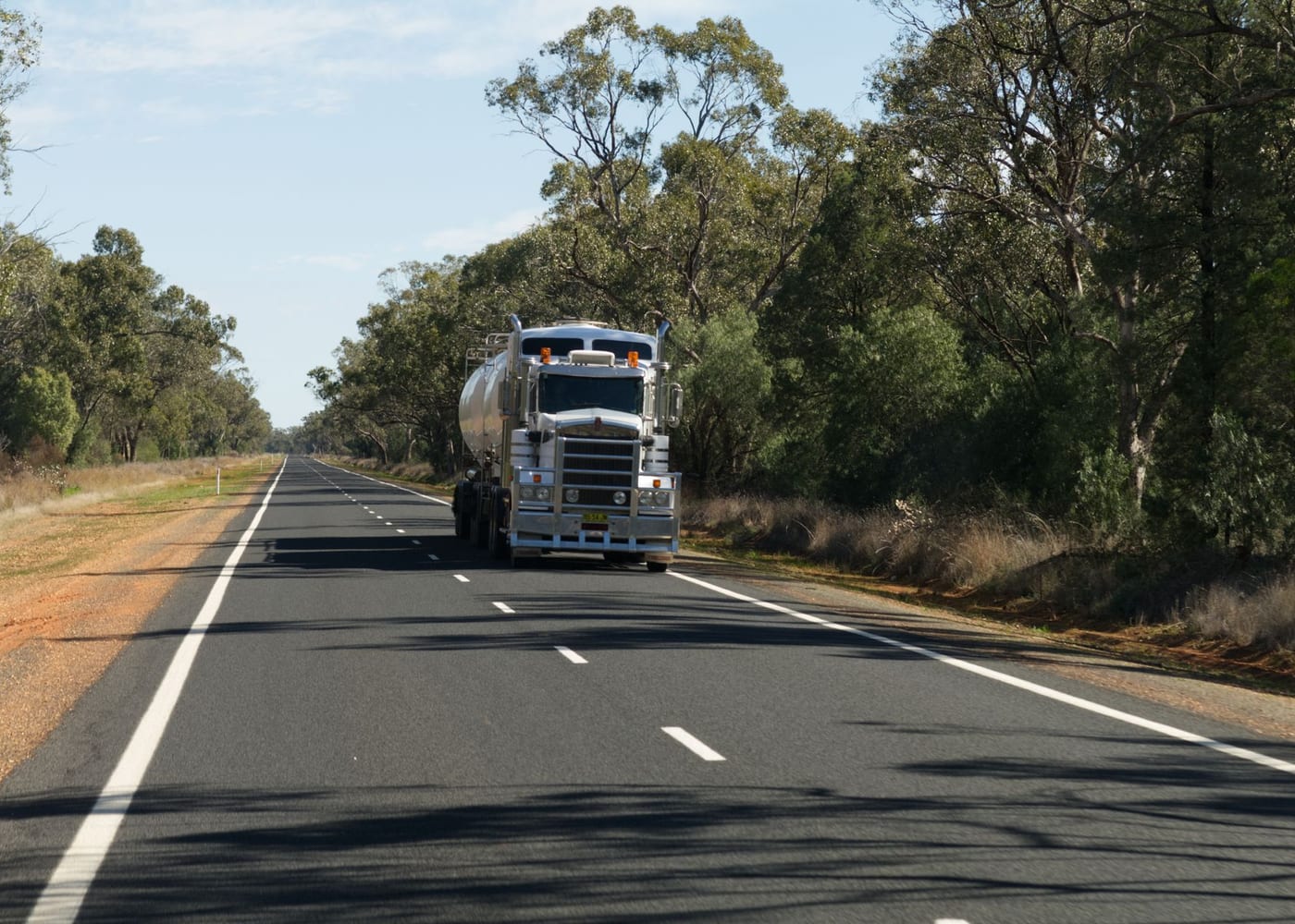 A prime mover on a country highway