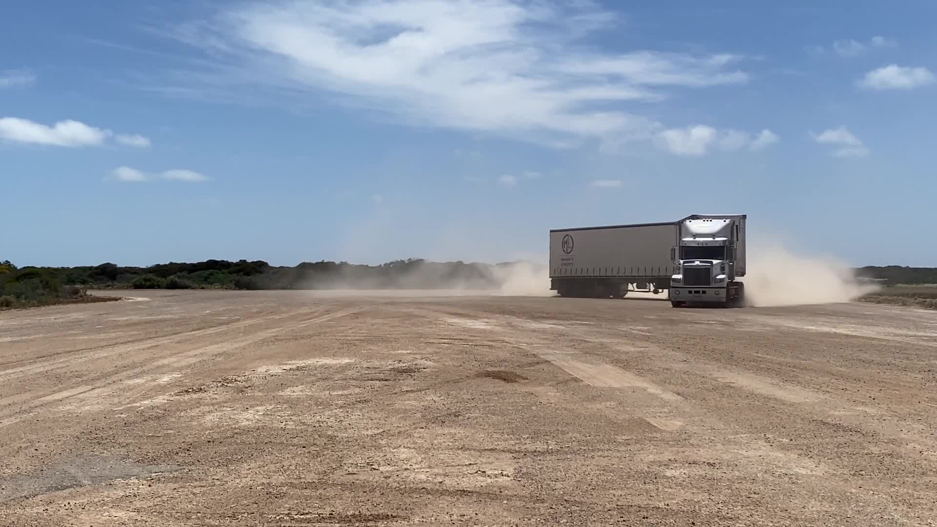 A road train on an outback haul road